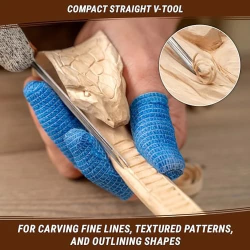 BeaverCraft Wood Carving Chisels V Gouge K12/02 | Fine Deep Line Hand Carving Tool thumbnail 3