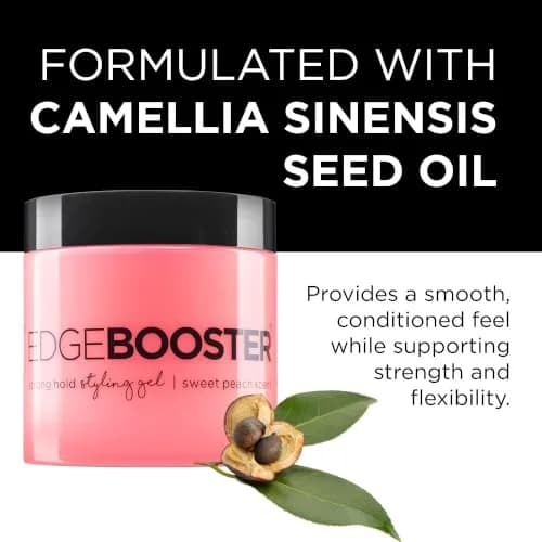 Style Factor EDGE BOOSTER Strong Hold Styling Gel | Alcohol-Free Hair Gel with Camellia Sinensis Seed Oil for Curly, Wavy & Sleek Styles (16.9oz) thumbnail 3