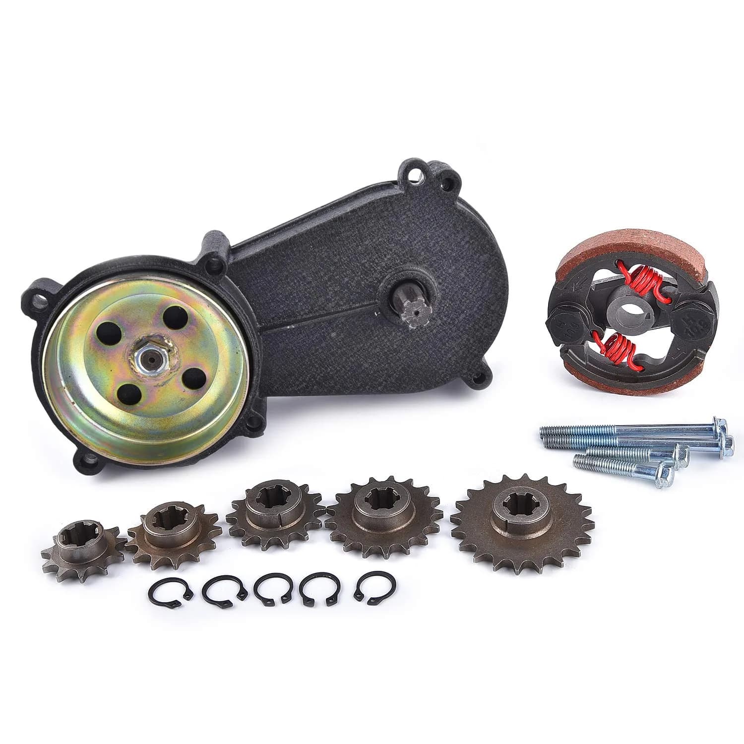 Qiufadong Transmission Gear Reduction Box Clutch with T8F Sprockets | 47cc 49cc 2-Stroke Mini Bike Part