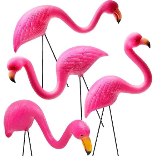 GiftExpress Pink Flamingos Yard Decorations 4 Pack 35.5cm (14" Tall) | Lawn Ornaments & Garden Decor for Outdoor Parties thumbnail 1