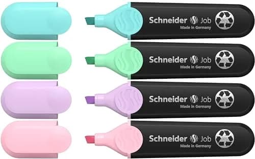 Schneider Pastel Job Highlighter Marker 4 Pack (12.7cm) | Chisel Tip, Turquoise, Mint, Lavender, Light Pink thumbnail 1