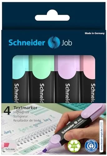 Schneider Pastel Job Highlighter Marker 4 Pack (12.7cm) | Chisel Tip, Turquoise, Mint, Lavender, Light Pink thumbnail 4