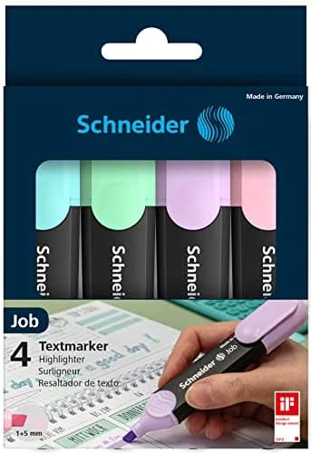 Schneider Pastel Job Highlighter Marker 4 Pack (12.7cm) | Chisel Tip, Turquoise, Mint, Lavender, Light Pink thumbnail 7