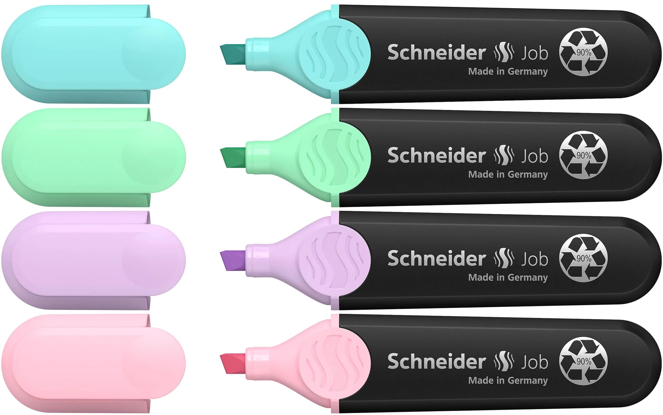 Schneider Pastel Job Highlighter Marker 4 Pack (12.7cm) | Chisel Tip, Turquoise, Mint, Lavender, Light Pink - main product image