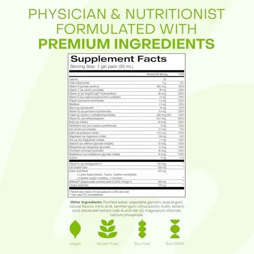 HealthyCell Vegan Daily Multivitamin with Iron & Omega-3 Liquid Supplement | Complete Plant-Based Nutrition for Overall Vitality thumbnail 4