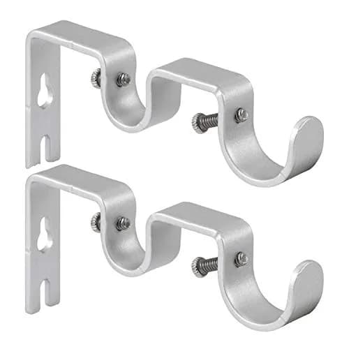 Anndason Heavy Duty Double Curtain Rod Brackets Set of 2 Silver | Mounts for 1" & 5/8" Rods thumbnail 1
