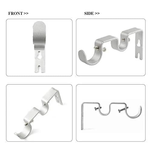 Anndason Heavy Duty Double Curtain Rod Brackets Set of 2 Silver | Mounts for 1" & 5/8" Rods thumbnail 7