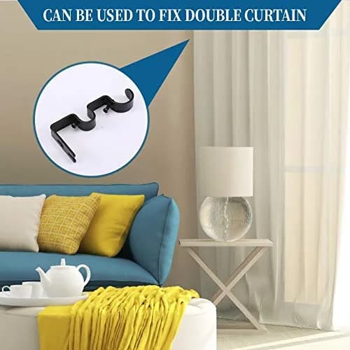 Anndason Heavy Duty Double Curtain Rod Brackets 2.54cm (1") and 1.6cm (5/8") Rod Holders (Set of 6, Black) | Wall Mount for Home & Office thumbnail 4