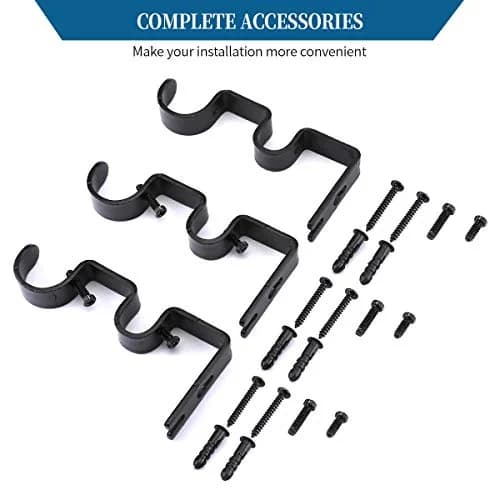 Anndason Heavy Duty Double Curtain Rod Brackets 2.54cm (1") and 1.6cm (5/8") Rod Holders (Set of 6, Black) | Wall Mount for Home & Office thumbnail 7
