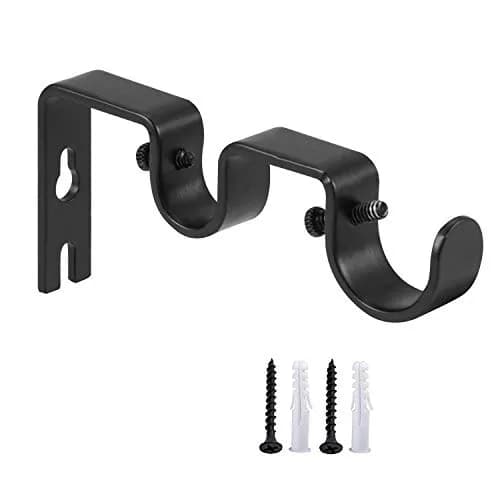 Anndason Heavy Duty Double Curtain Rod Brackets 2.54cm (1") and 1.6cm (5/8") Rod Holders (Set of 6, Black) | Wall Mount for Home & Office thumbnail 2