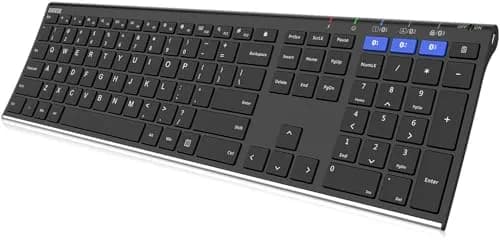 Arteck HB192 Universal Bluetooth Keyboard Stainless Steel Full Size Wireless Keyboard for Windows iOS Android | 16.9 x 4.9 x 0.6 inches thumbnail 1