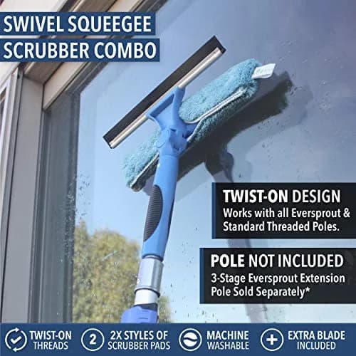 EVERSPROUT Swivel Squeegee & Microfiber Window Scrubber Attachment | 10-inch Blade, 7-Angle Swivel, Washable Microfiber thumbnail 5