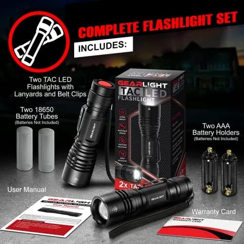 GearLight Tactical LED Flashlight Compact Water Resistant | Military-Grade Aluminum, Drop & Weather Resistant thumbnail 4