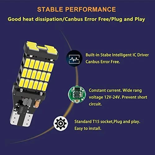 firiKer Vehicle Light Bulb 4PCS Bright White 921 T15 W16W | Error Free Reverse Lights thumbnail 5