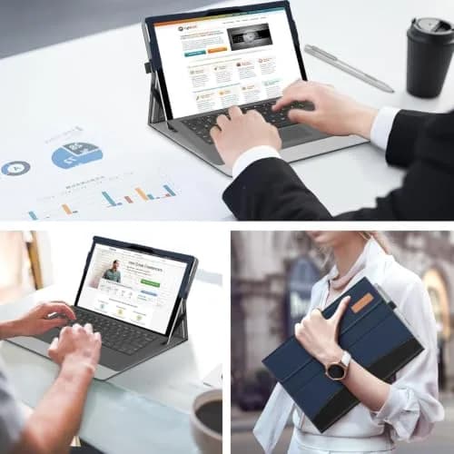 Fintie Case for 12.3 inch Microsoft Surface Pro 7 Plus, Pro 7/6/5/4/3 | Navy Faux Leather Folio with Kickstand & Stylus Holder thumbnail 9