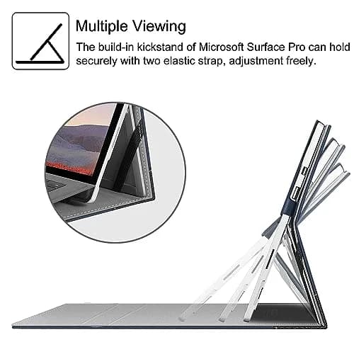 Fintie Case for 12.3 inch Microsoft Surface Pro 7 Plus, Pro 7/6/5/4/3 | Navy Faux Leather Folio with Kickstand & Stylus Holder thumbnail 3
