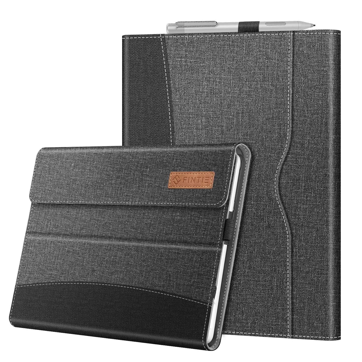 FINTIE Protective Case for Microsoft Surface Go 4/3/2/1 2023/2021/2020/2018 | Multi-Angle Kickstand & Premium Synthetic Leather — Gray