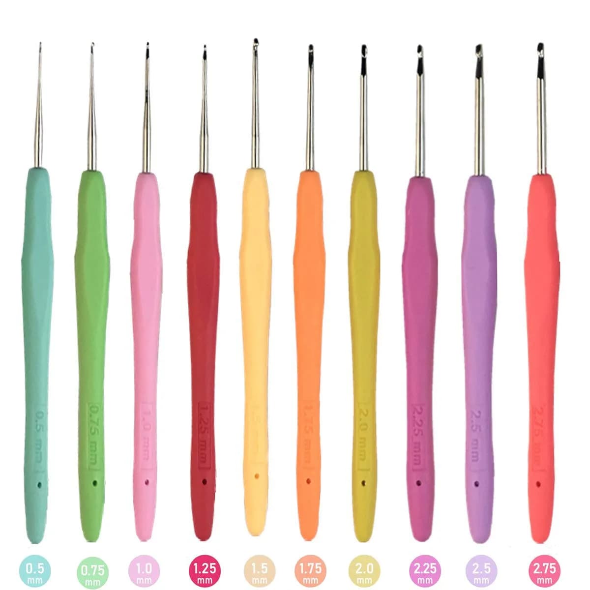 MTGHYARE Crochet Hook Set 0.5mm - 2.75mm | Ergonomic Soft Grip Handles for Fine Lacework - main product image
