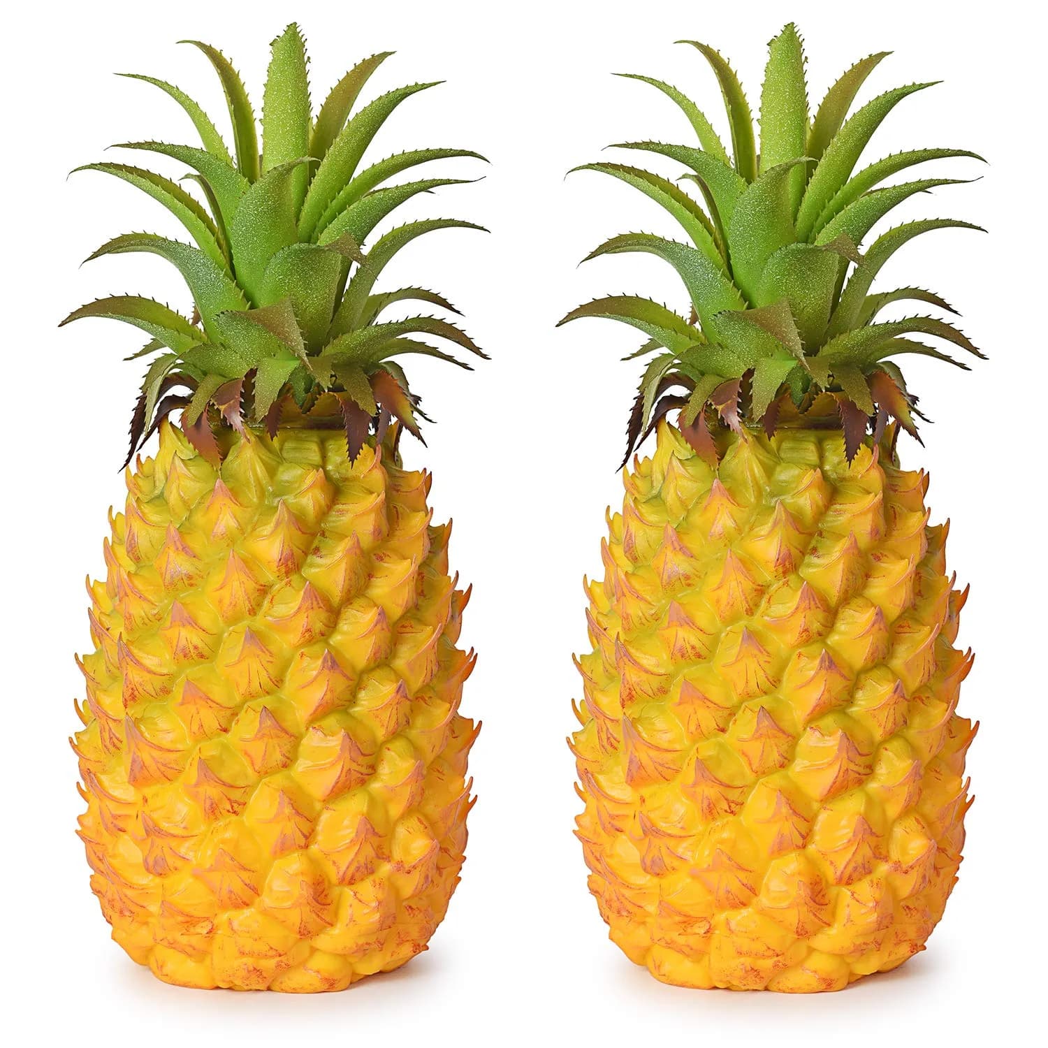 Lvydec Artificial Pineapple Realistic Fake Fruit 27cm (10.2") - 2 Pack | Tropical Decor for Home & Party
