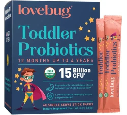 LOVEBUG Toddler Probiotics with Fiber 60 Count | Supports Digestive & Immune Health thumbnail 1