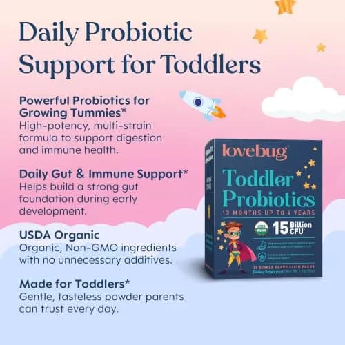 LOVEBUG Toddler Probiotics with Fiber 60 Count | Supports Digestive & Immune Health thumbnail 3