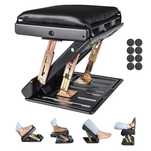 Leermart Adjustable Under Desk Footrest with Massage Balls & Soft Pad, 31.5cm x 31cm x 8.5cm (12.4" x 12.2" x 3.4") | Ergonomic Support for Office & Home thumbnail 1