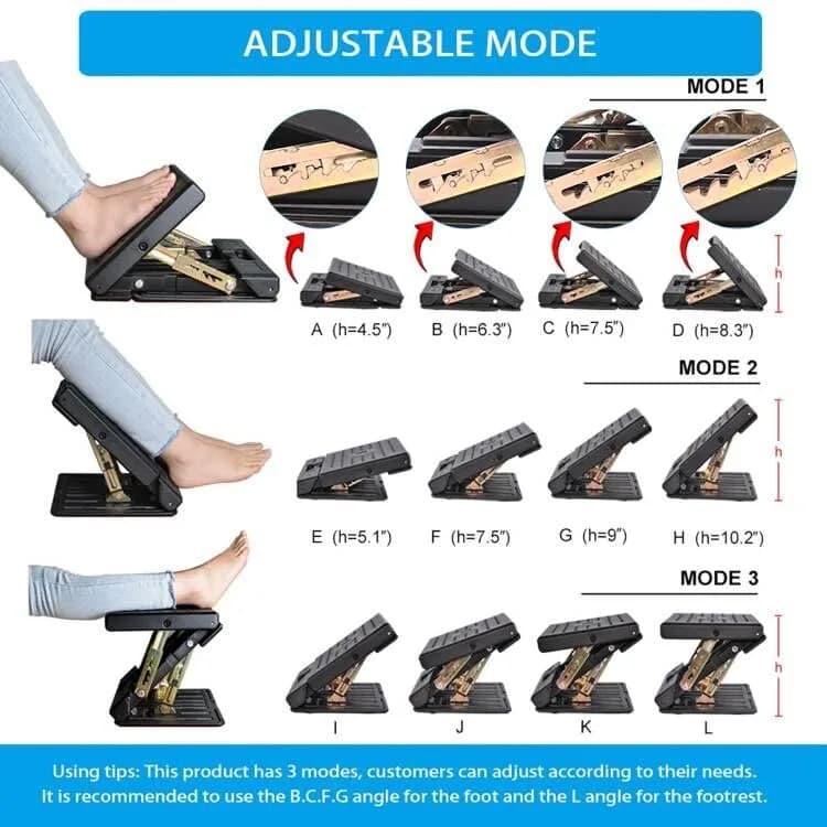 Leermart Adjustable Under Desk Footrest with Massage Balls & Soft Pad, 31.5cm x 31cm x 8.5cm (12.4" x 12.2" x 3.4") | Ergonomic Support for Office & Home thumbnail 4