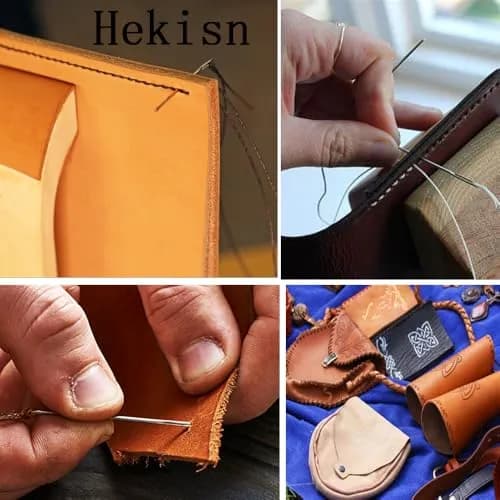 HEKISN Professional Large-Eye Leather Stitching Needles (1.73"/2.28"/2.76") | Stainless Steel Craft Tool Set thumbnail 5