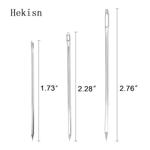 HEKISN Professional Large-Eye Leather Stitching Needles (1.73"/2.28"/2.76") | Stainless Steel Craft Tool Set thumbnail 3