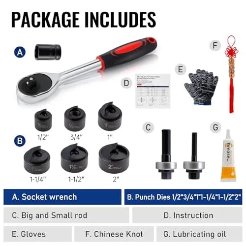 iGeelee Hole Punch Set 6-Piece | Clean, Versatile, Durable for Metal & DIY Projects thumbnail 6