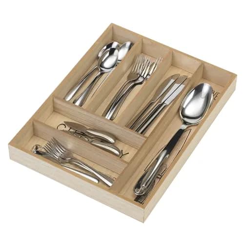 10 Street Home Rustic Wood Flatware Organizer 17 in. x 13 in. | Farmhouse Style Kitchen Drawer Caddy thumbnail 2