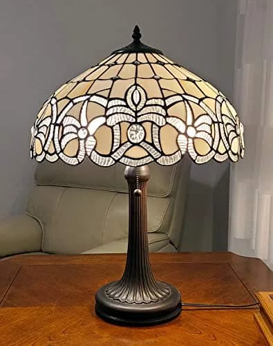 Amora Tiffany Style Table Lamp Banker 24" | Vintage Antique Decor with Handcrafted Glass thumbnail 1