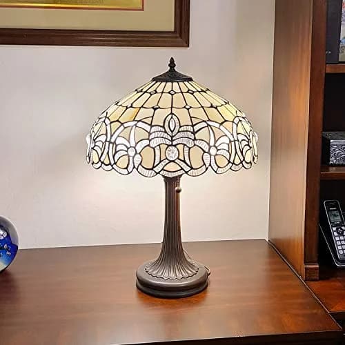Amora Tiffany Style Table Lamp Banker 24" | Vintage Antique Decor with Handcrafted Glass thumbnail 2