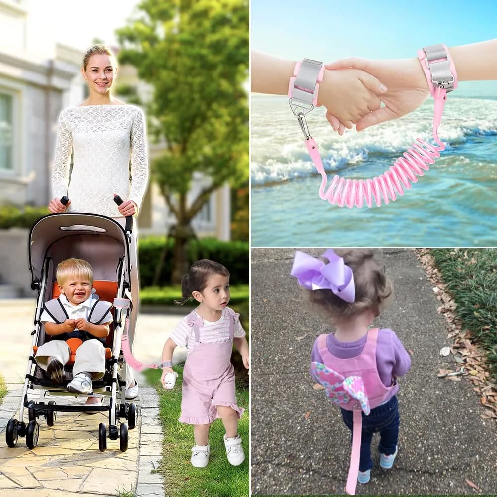 Accmor 3-in-1 Toddler Harness Leash with Anti-Lost Wrist Link | Pink Butterfly Design - view 6