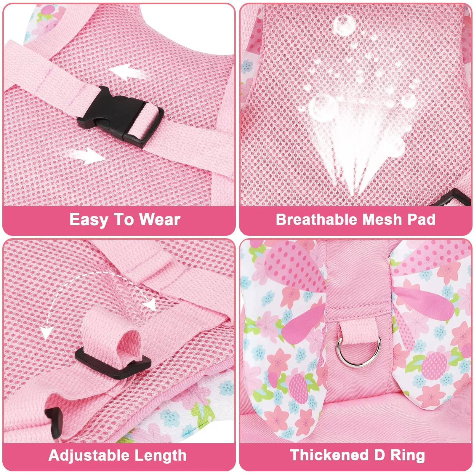 Accmor 3-in-1 Toddler Harness Leash with Anti-Lost Wrist Link | Pink Butterfly Design - view 3