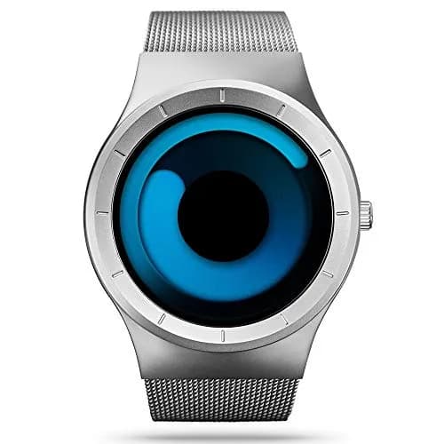 SINOBI Silver Blue Business Watch | Unique No Hands Dial, Japanese MIYOTA Movement, 30M Water Resistance thumbnail 1