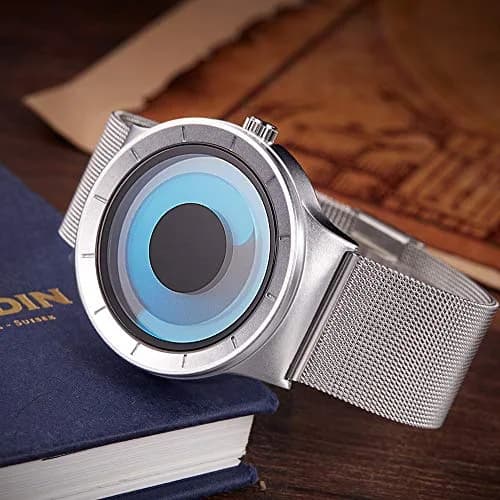 SINOBI Silver Blue Business Watch | Unique No Hands Dial, Japanese MIYOTA Movement, 30M Water Resistance thumbnail 4