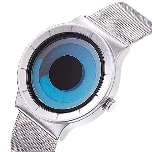 SINOBI Silver Blue Business Watch | Unique No Hands Dial, Japanese MIYOTA Movement, 30M Water Resistance thumbnail 2