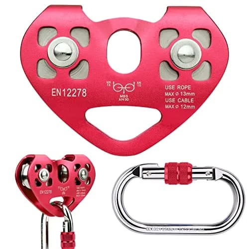 Youngneer Zipline Trolley Kit with 25kN Carabiner & Dual Pulley | Safe Outdoor Climbing Gear (70-120 chars) thumbnail 1
