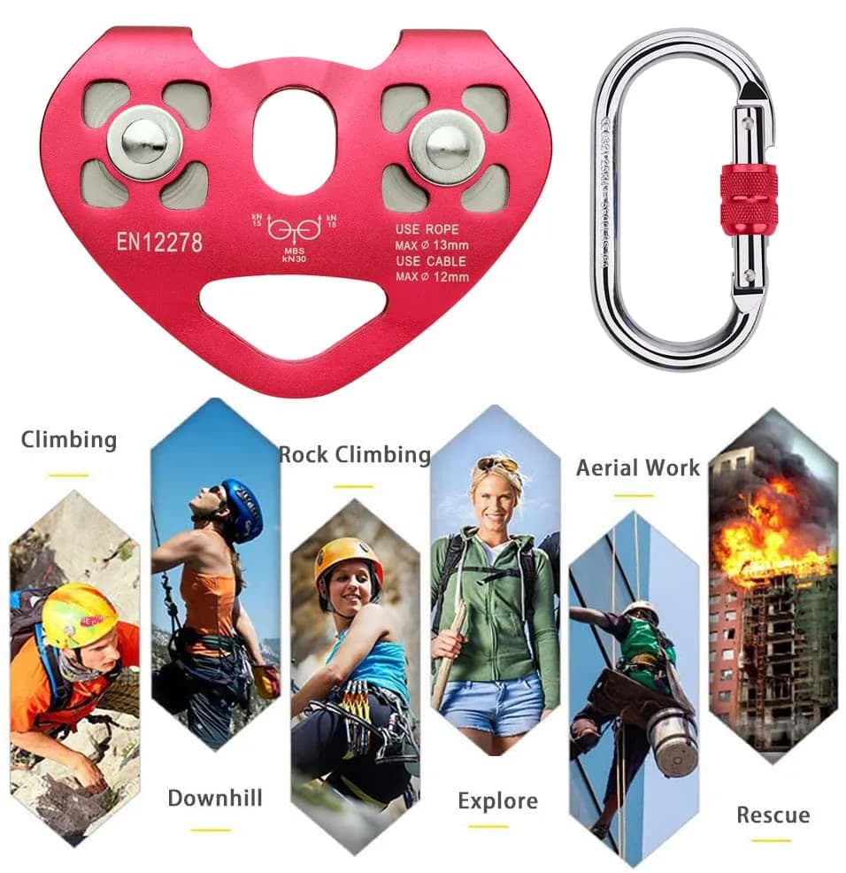 Youngneer Zipline Trolley Kit with 25kN Carabiner & Dual Pulley | Safe Outdoor Climbing Gear (70-120 chars) thumbnail 6
