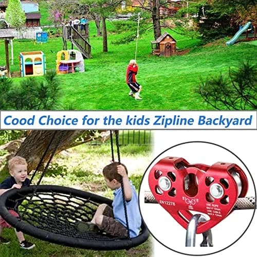 Youngneer Zipline Trolley Kit with 25kN Carabiner & Dual Pulley | Safe Outdoor Climbing Gear (70-120 chars) thumbnail 3