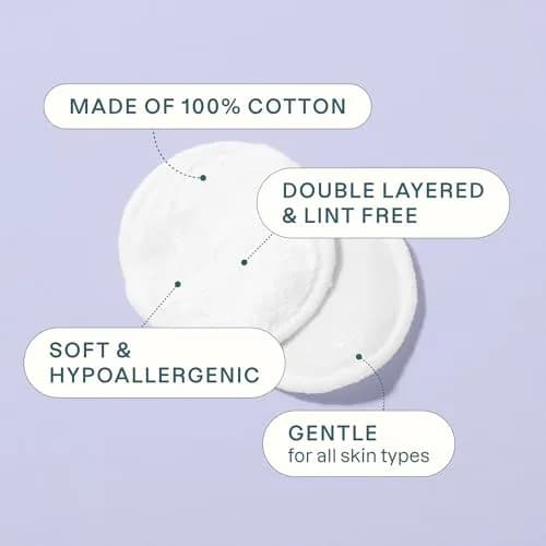 Cliganic Organic Cotton Rounds for Face, Makeup Remover Pads, 500 Count | Hypoallergenic & Eco-Friendly thumbnail 4
