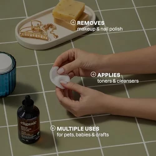 Cliganic Organic Cotton Rounds for Face, Makeup Remover Pads, 500 Count | Hypoallergenic & Eco-Friendly thumbnail 6