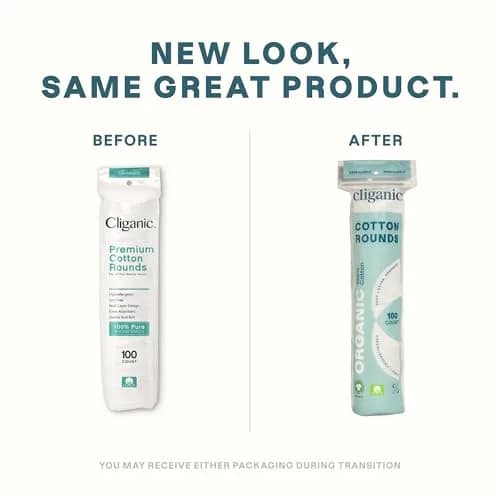 Cliganic Organic Cotton Rounds for Face, Makeup Remover Pads, 500 Count | Hypoallergenic & Eco-Friendly thumbnail 2