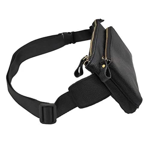 Hebetag Leather Waist Pack Fanny Bag, Black | Vintage Genuine Leather for Outdoor & Daily Use thumbnail 4