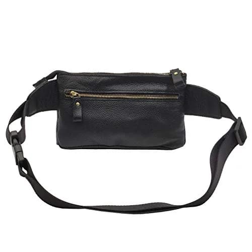 Hebetag Leather Waist Pack Fanny Bag, Black | Vintage Genuine Leather for Outdoor & Daily Use thumbnail 5