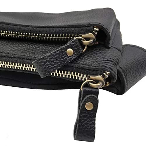 Hebetag Leather Waist Pack Fanny Bag, Black | Vintage Genuine Leather for Outdoor & Daily Use thumbnail 6