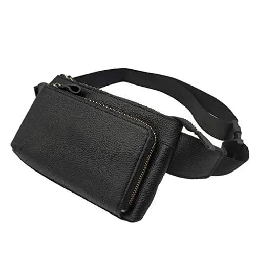 Hebetag Leather Waist Pack Fanny Bag, Black | Vintage Genuine Leather for Outdoor & Daily Use thumbnail 3