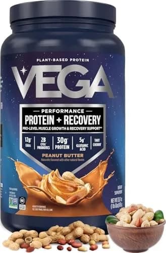 Vega Protein + Recovery Peanut Butter 816g (28.8 oz) | NSF Certified Plant-Based Protein for Muscle Recovery thumbnail 1