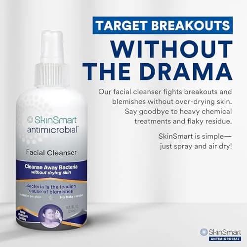 SkinSmart Antimicrobial Facial Cleanser Spray 237ml (8 Fl Oz) | Targets Breakout Bacteria for Clearer Skin thumbnail 3
